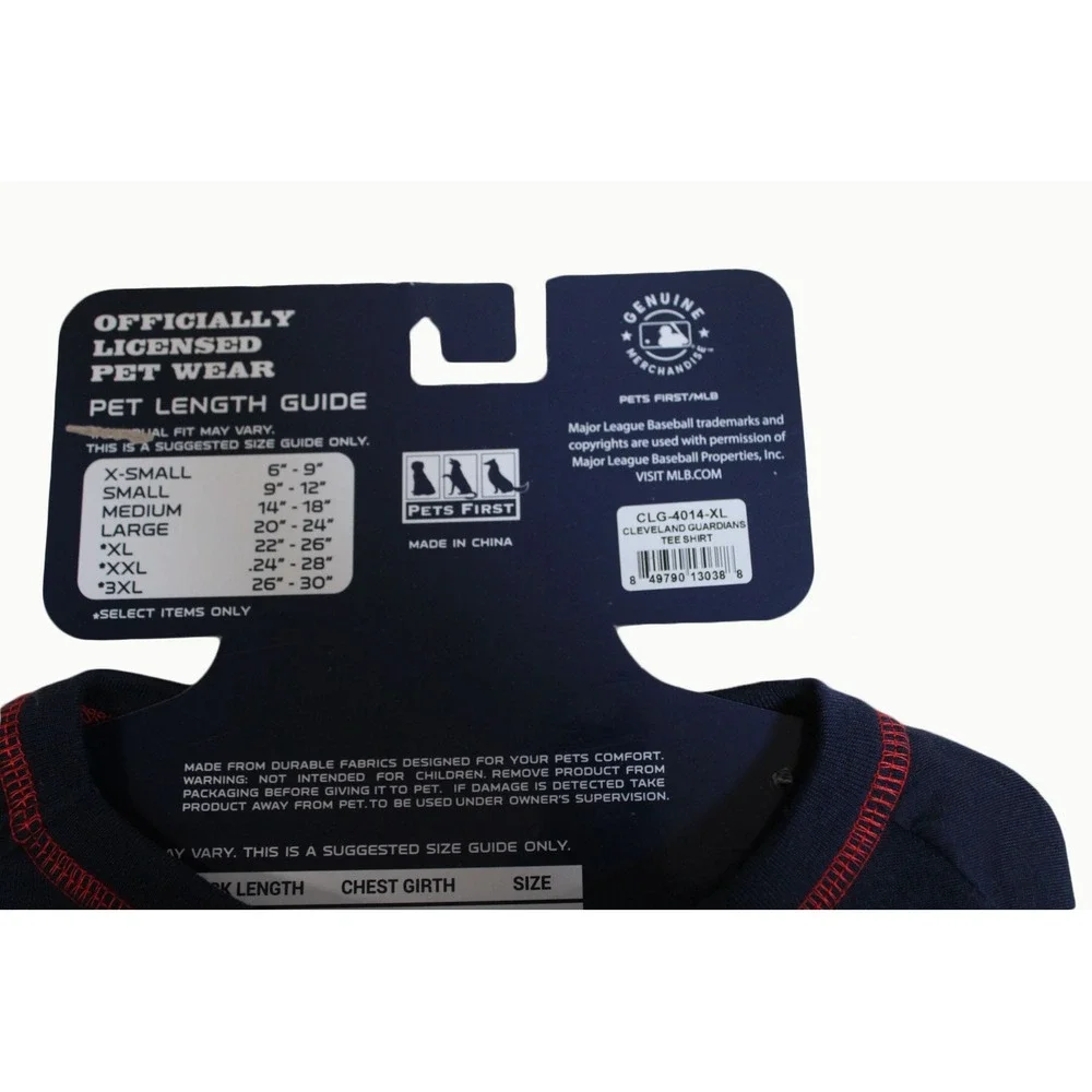 Cleveland Guardians MLB Pet‎ Tee Shirt Navy Blue Dog Jersey XL CLG-4014-XL